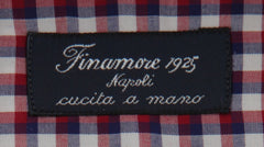 $450 Finamore Napoli Red Check Cotton Shirt - Slim - (FN1272410) - Parent