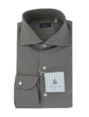 $450 Finamore Napoli Gray Solid Cotton Shirt - Slim - 15/38 - (FN1272414)