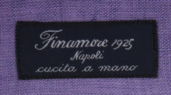 $450 Finamore Napoli Purple Solid Linen Shirt - Slim - (FN1227242) - Parent