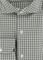 $450 Finamore Napoli Green Check Cotton Shirt - Slim - (FN127248) - Parent