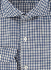 $450 Finamore Napoli Blue Check Cotton Shirt - Slim - (FN12272414) - Parent