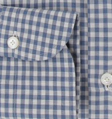 $450 Finamore Napoli Blue Check Cotton Shirt - Slim - (FN12272414) - Parent