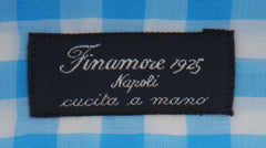 $450 Finamore Napoli Blue Check Cotton Shirt - Slim - (FN127247) - Parent