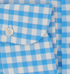 $450 Finamore Napoli Blue Check Shirt - Slim - (FN1272415) - Parent