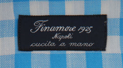 $450 Finamore Napoli Blue Check Shirt - Slim - (FN1272415) - Parent