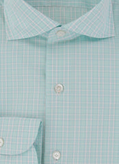 $450 Finamore Napoli Light Blue Plaid Shirt - Slim - (FN12272415) - Parent