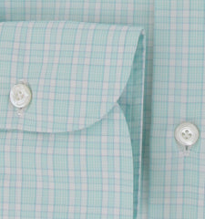 $450 Finamore Napoli Light Blue Plaid Shirt - Slim - (FN12272415) - Parent