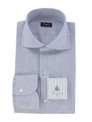 $450 Finamore Napoli Light Blue Linen Shirt - Slim - 15.5/39 - (FN8282419)