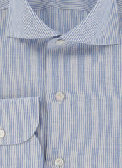 $450 Finamore Napoli Light Blue Linen Shirt - Slim - (FN8282419) - Parent