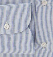 $450 Finamore Napoli Light Blue Linen Shirt - Slim - (FN8282419) - Parent