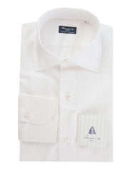 $400 Finamore Napoli White Solid Cotton Shirt - Slim - 17/43 - (FN7162415)