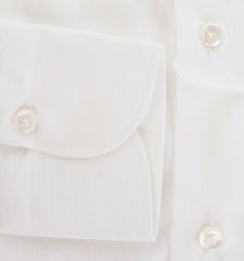 $400 Finamore Napoli White Solid Cotton Shirt - Slim - (FN7162415) - Parent