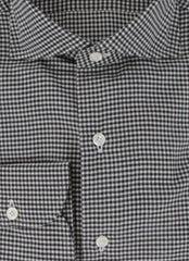 $450 Finamore Napoli Black Micro-Check Shirt - Slim - (FN12272410) - Parent