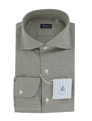 $450 Finamore Napoli Green Micro-Check Shirt - Slim - 15/38 - (FN12272411)