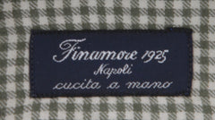 $450 Finamore Napoli Green Micro-Check Shirt - Slim - (FN12272411) - Parent