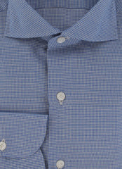 $450 Finamore Napoli Blue Micro-Houndstooth Shirt - Slim - (FN828241) - Parent