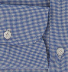 $450 Finamore Napoli Blue Micro-Houndstooth Shirt - Slim - (FN828241) - Parent