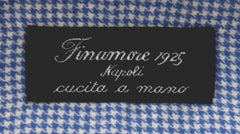 $450 Finamore Napoli Blue Micro-Houndstooth Shirt - Slim - (FN828241) - Parent