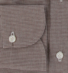 $450 Finamore Napoli Brown Micro-Houndstooth Shirt - Slim - (FN828243) - Parent