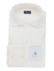 Finamore Napoli White Solid Cotton Shirt - Slim - 15/38 - (FN19245)