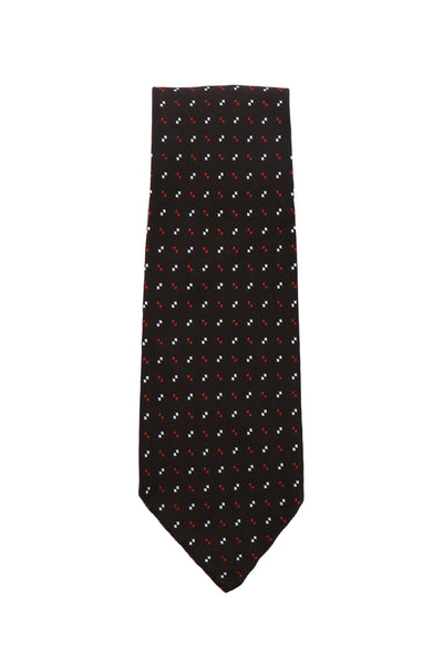 Finamore Napoli Dark Brown Geometric Silk Tie (1316)