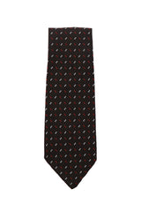 Finamore Napoli Dark Brown Geometric Silk Tie (1316)