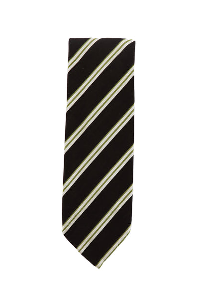 Finamore Napoli Brown Striped Silk Tie (1328)