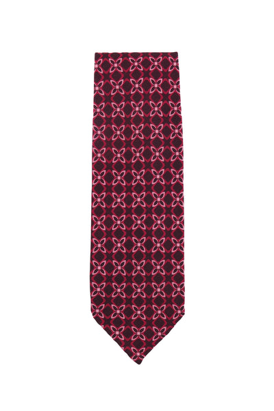 Finamore Napoli  Burgundy Red Foulard Silk Tie (1301)