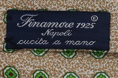 Finamore Napoli Light Brown Floral Silk Tie (1342)