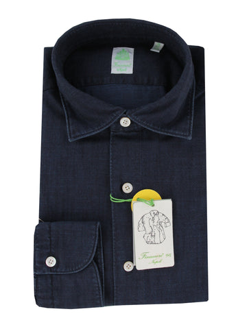 Finamore Napoli Denim Blue Shirt - Extra Slim