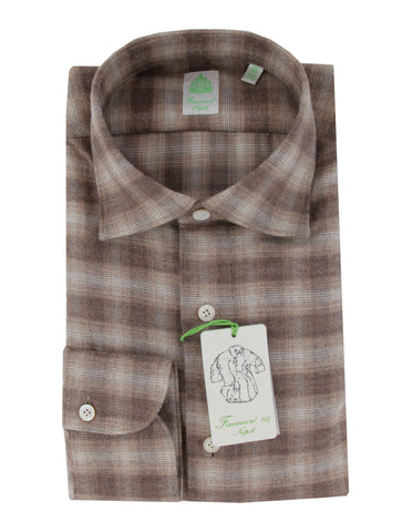 Finamore Napoli Brown Shirt - Extra Slim