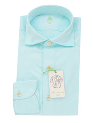 Finamore Napoli Light Blue Solid Cotton Shirt - Slim - 15.75/40 - (FN192414)