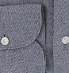 $350 Finamore Napoli Blue Solid Shirt - Extra Slim - (FN1272421) - Parent