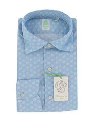 $350 Finamore Napoli Light Blue Shirt - Extra Slim - 15/38 - (FN12272416)