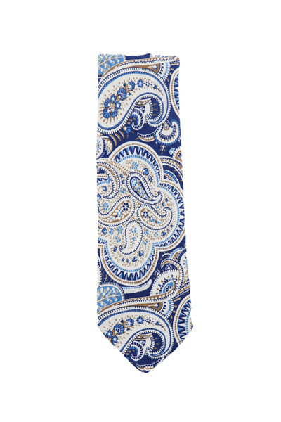 Finamore Napoli Blue Geometric Silk Tie (1357)