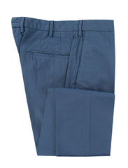 $475 Incotex Blue Solid Cotton Blend Pants - Slim - 32/48 - (IN1218242)