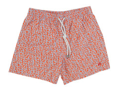 $350 Isaia Orange Fancy Swim Shorts - Slim - Small - (IS52249)