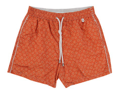 $350 Isaia Orange Fancy Swim Shorts - Slim - XX Large - (IS522410)