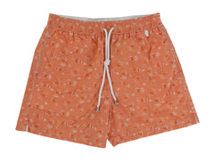 $350 Isaia Orange Fancy Swim Shorts - Slim - Small - (IS522411)