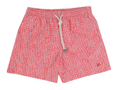 $350 Isaia Red Fancy Swim Shorts - Slim - Small - (IS52242)