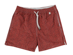 $350 Isaia Orange Fancy Swim Shorts - Slim - Small - (IS522415)