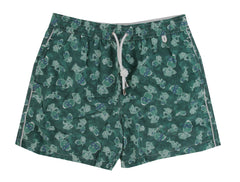 $350 Isaia Green Fancy Swim Shorts - Slim - XX Large - (IS52244)