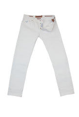 $595 Jacob Cohën White Solid Jeans - Slim -  37/53 - (JC710242)