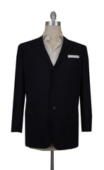 $6900 Kiton Dark Blue Wool Solid Sportcoat - 44/54 - (KT627242)