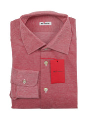 Kiton Red Solid Cotton Shirt - Slim - 15.5/39 - (KT1182214)