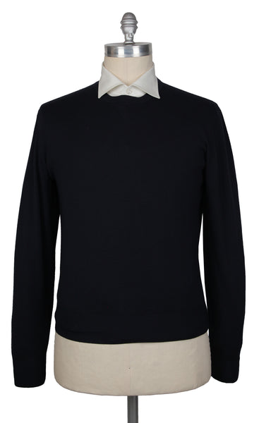 Kiton Midnight Navy Blue Wool Crewneck Sweater - (SV10122218) - Parent