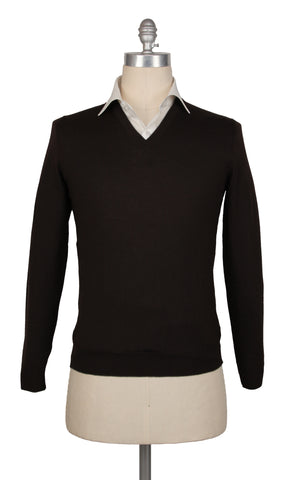 Kiton Dark Brown V-Neck Sweater