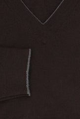 Kiton Dark Brown Wool V-Neck Sweater - (KT126223) - Parent