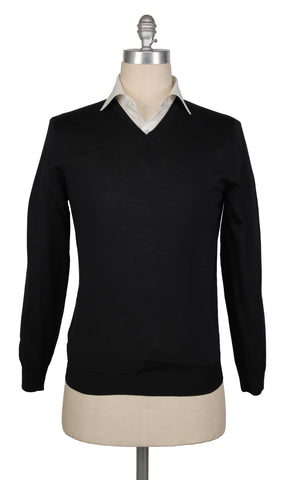 Kiton Black V-Neck Sweater