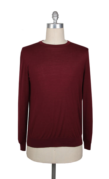 Kiton Burgundy Red Wool Crewneck Sweater - (CA4232310) - Parent